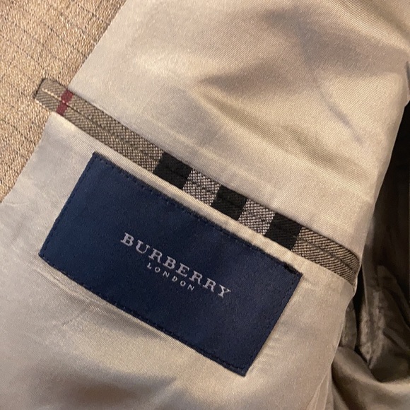 Burberry London Union Made Tan Windowpane Blazer Size 48R - Picture 8 of 13